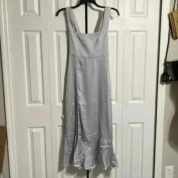 Show Me Your MuMu gray satin Claire Midi Dress CS SMALL XL - Picture 1 of 12